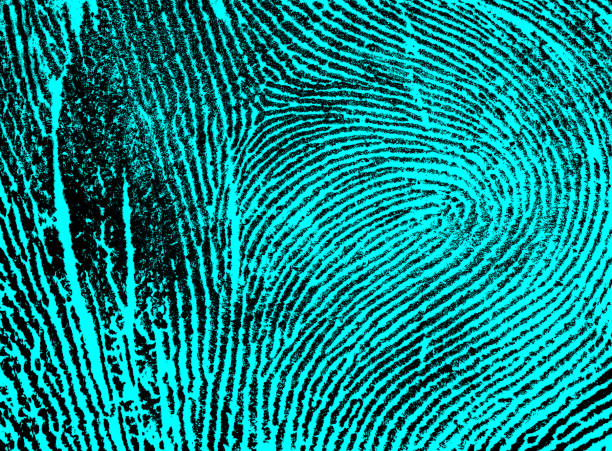 Index fingerprint with ultraviolet lamp as background, top view.