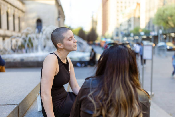 istock Bald and Beautiful Conversation in the City 2175640974