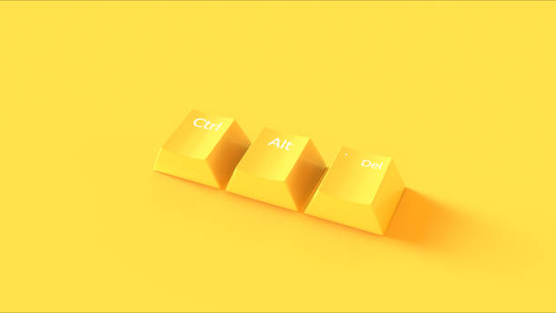 istock Yellow Ctrl Alt Del keyboard keys text sign vivid monochrome background 2175645648