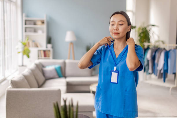 istock Healthcare worker preparing for a shift at home 2175652948