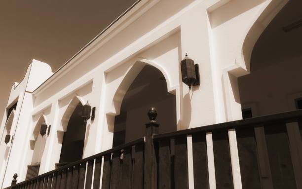 istock Sepia Toned Architectural Arches Modern Building Exterior Perspective 2175654345