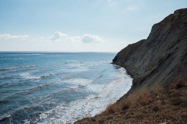 Scenery On Top Mountain Sea Waves Shore Rocks