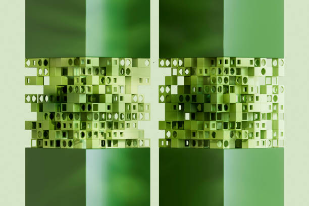 Wall of glass cubes, seamless pattern.