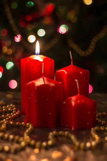 istock Christmas red candles and decorations. 2175657460