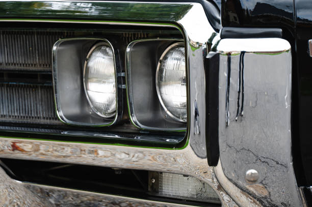 istock Close-up of a vintage car light and bumper 2175657968