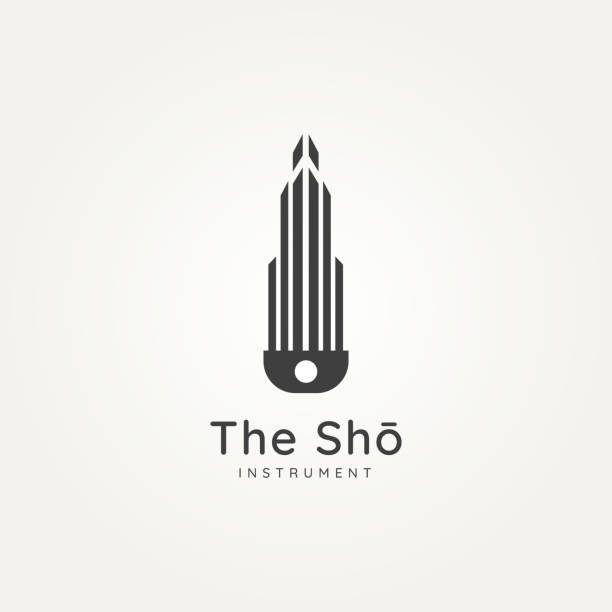 sho japanese music instrument silhouette sho japanese classical music instrument silhouette template vector illustration design sho instrument stock illustrations