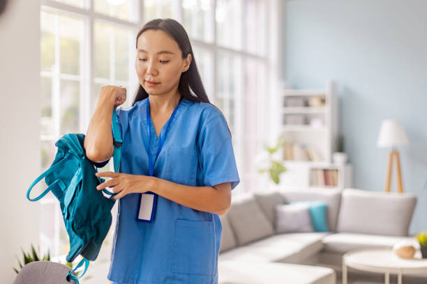 istock Nurse leaving with backpack in comforting room. 2175661758