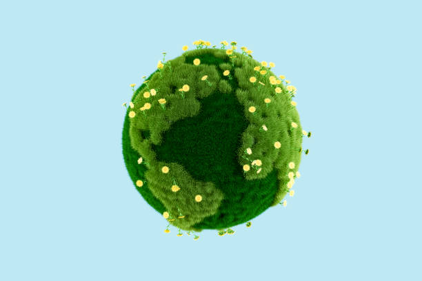 istock Earth globe with green grass and flowers, sustainability concept 2175668929