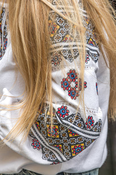 istock Beautiful bright pattern on a traditional Ukrainian embroidered shirt 2175671082