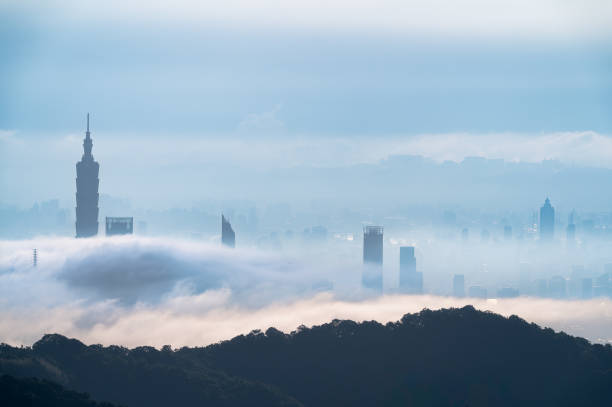 istock Misty Metropolis: A City Silhouette Veiled in Fog. 2175671131