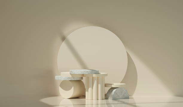 istock Natural cylinder podium concept, mockup, template, stone podium display in wall shadow background 2175673854