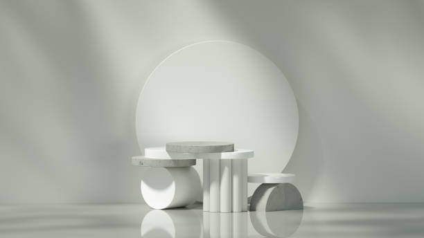 istock Natural cylinder podium concept, mockup, template, stone podium display in wall shadow background 2175673957