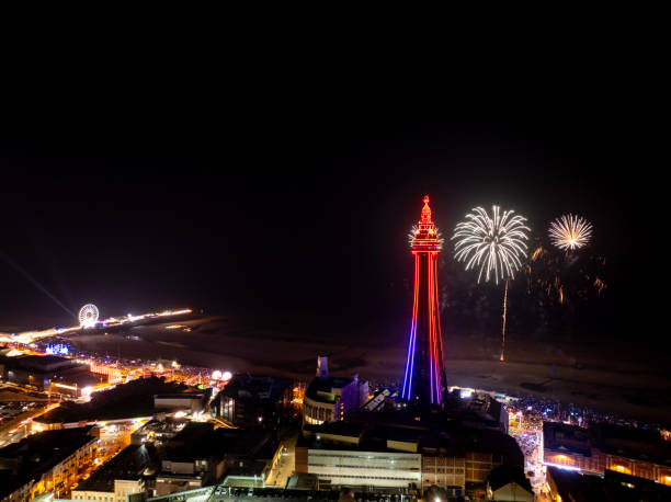 istock Glowing Blackpool Tower , Fireworks and Central Pier 2175674406