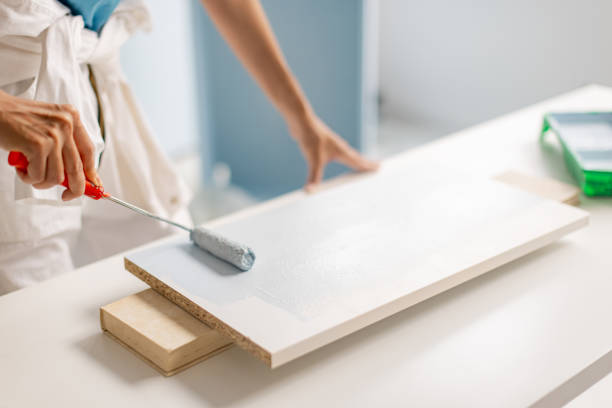 istock Painting surface creation with roller on wooden board 2175676916