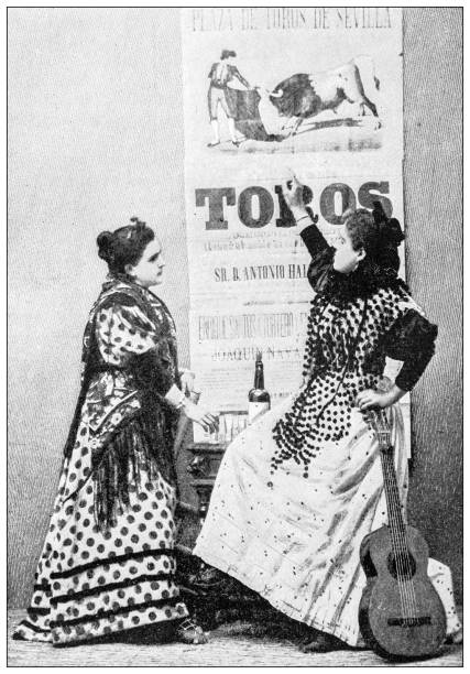 Antique image: Secret service agent in Spain during the Spanish-American War, Spanish Women