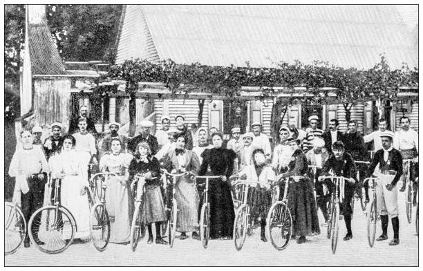 Antique image: General Miles in Porto Rico during the Spanish-American War, Bicycle meet at Casa Graham