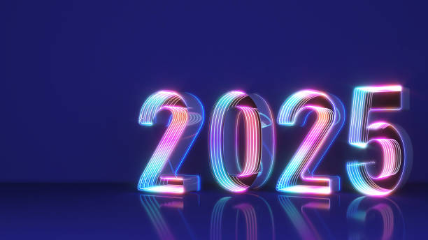 istock The path to 2025 is illuminated with neon light numbers, with a blue background.,3d rendering 2175698081