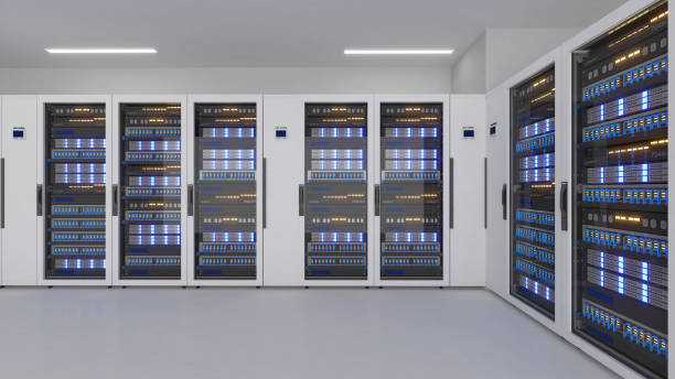 istock Shot of Data Center With Multiple Rows of Fully Operational Server Racks. Modern Telecommunications,Data center cooling,server room,3d rendering 2175699013