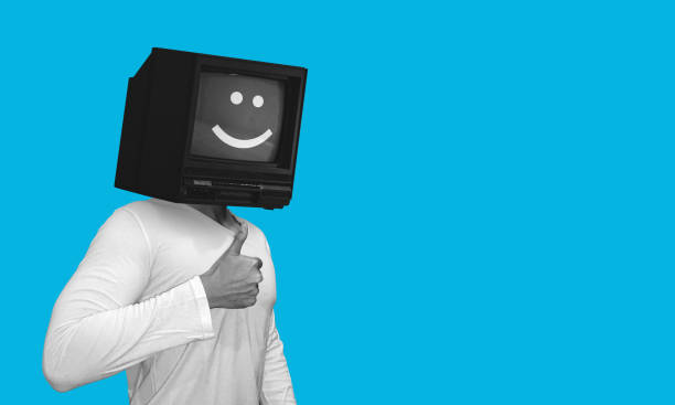 istock Man with tv screen head representing AI robot giving ok hand sign 2175706482