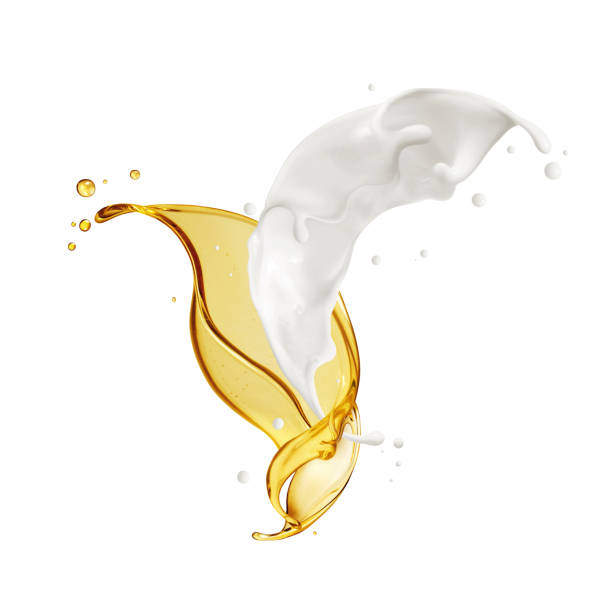 istock Mix of oily and milky splashes on a white background 2175710574