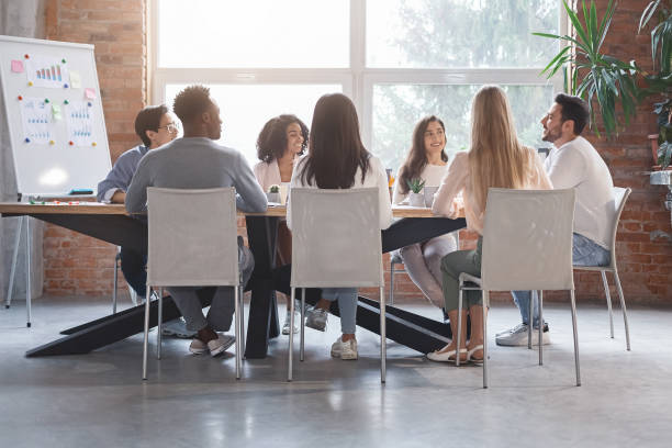 istock Young multiracial business team having morning briefing 2175710870