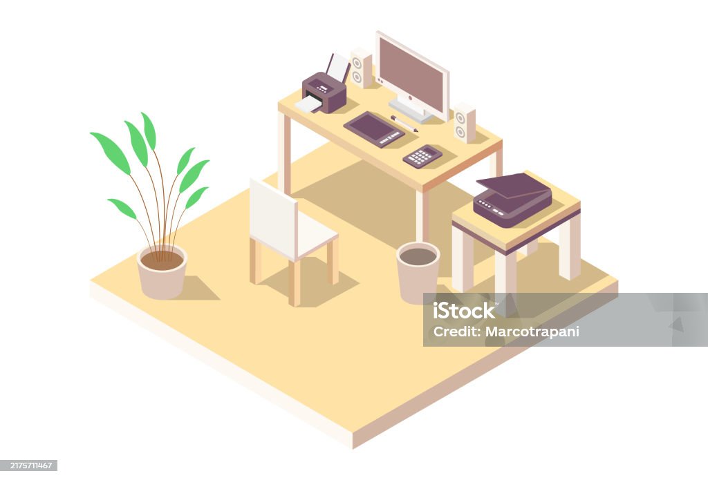 Isometric Writing Desk Isometric Office Desk Stock Illustration - Download Image Now ...