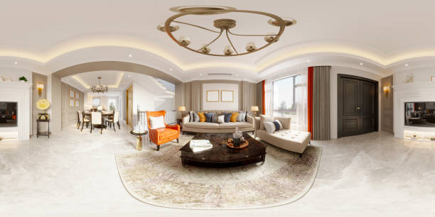 istock 3d render of modern living room, 360 degrees view 2175711772