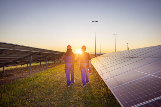 istock Coworkers Strolling in Solar Farm 2175724125