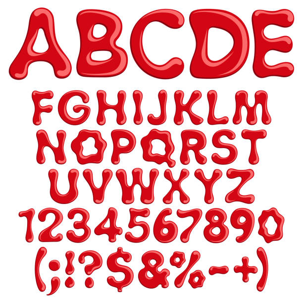 istock Font, letters numbers and symbols of blood for halloween. Isolated vector objects. 2175725102