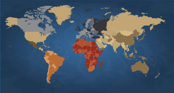 Highly Detailed World Map With - Highly Detailed World Map With Color Coded Continents For Easy Identification 