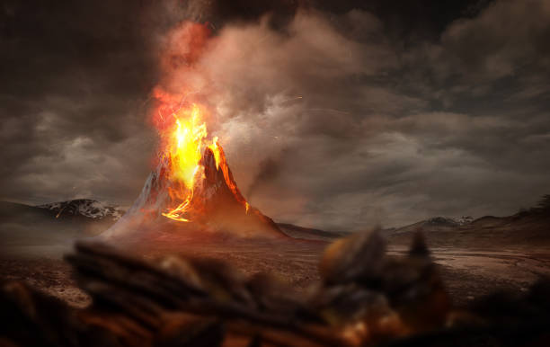istock A Volcano Eruption And Bleak Landscape Background 2175729058