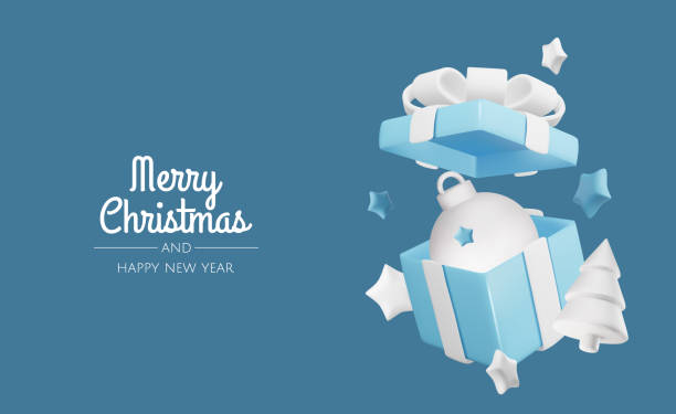 istock Happy New Year and Merry Christmas. Christmas holiday background with realistic 3d objects,gold and red bauble balls, conical metal stars. Levitation falling design composition. 2175752181