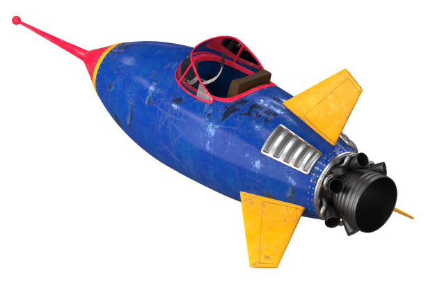 Retro rocket ship, 3d render