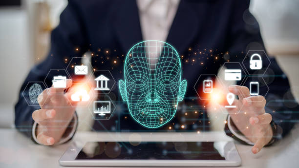 Deepfake deep learning fake news generator modern internet technology concept.