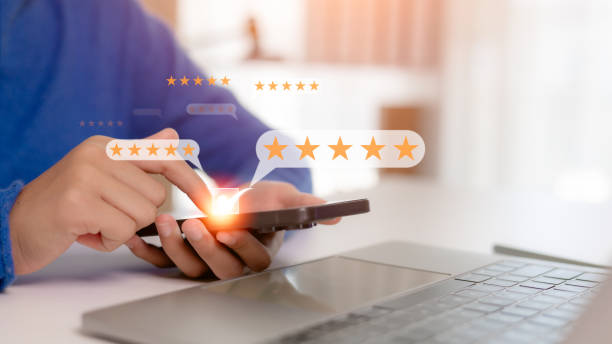 istock Customer review satisfaction feedback survey concept, User give rating to service experience on online application, Customer can evaluate quality of service leading to reputation ranking of business. 2175756578