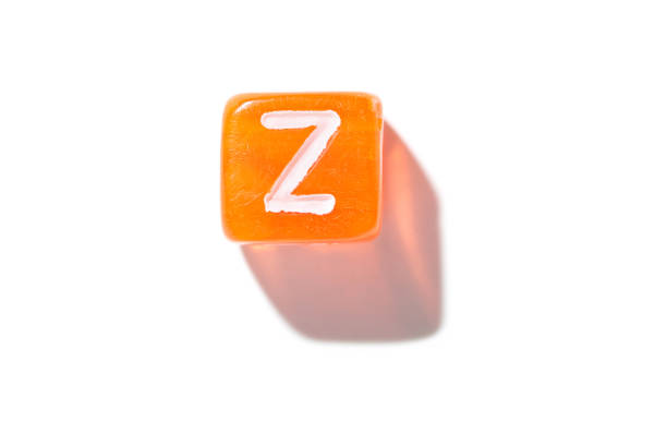 Orange letter z block with shadow on white background perfect for alphabet and learning concepts