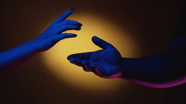 istock Love diversity support man woman hand neon light 2175766924