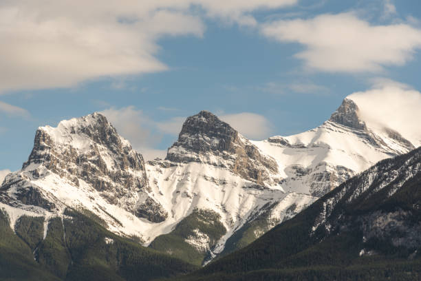 istock Incredible spring time views in Canmore, Alberta during May with Three Sisters Peaks in view with beautiful blue sky background on perfect day. 2175769564