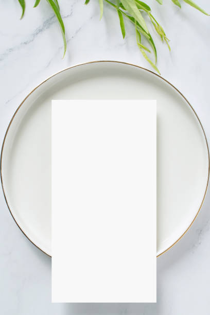 white paper mock-up on a plate
