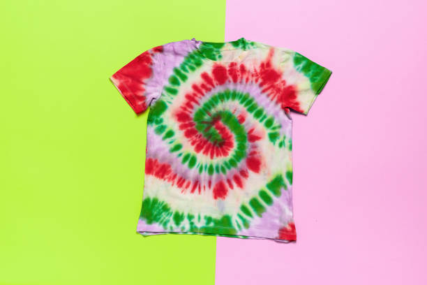 istock Colorful Tie-Dye T-Shirt on Bright Two-Tone Background 2175787997