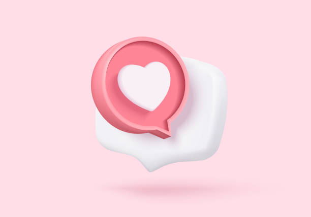istock 3D lover on cyberspace social online platform. relationship with heart and love emoji on speech icon, like and surprise in red bubble. 3d passion heart icon vector render illustration 2175790109