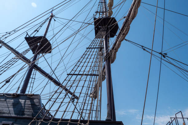 istock masts of a sailboat against a blue sky 2175804630
