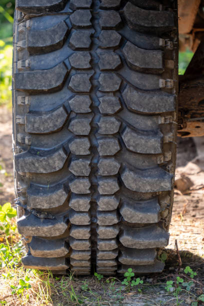 istock A close up of a tire with a black tread 2175805372
