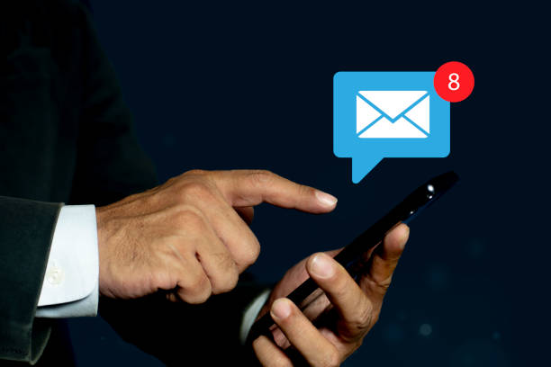 istock Businessman using smartphone send mail message, chat message, cyber security, digital marketing, new email notification, business finance, internet network technology concept 2175810930