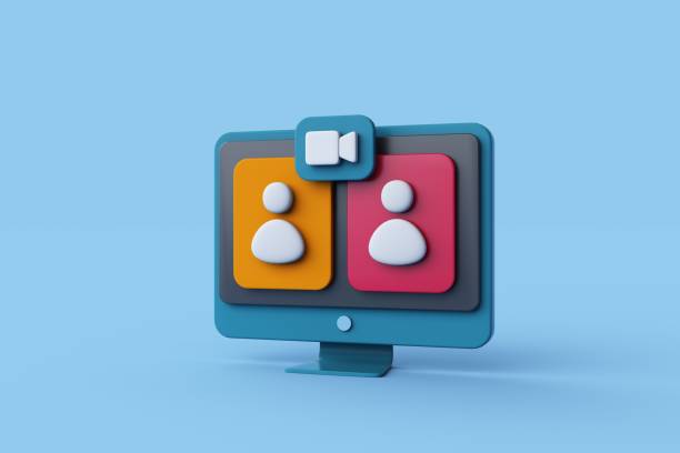 Eyes security conversation witness 3D render blue eyeball background.