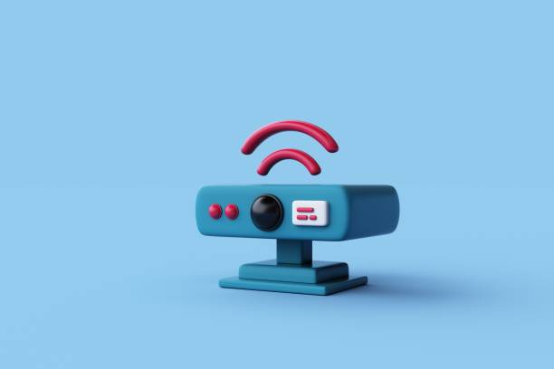 istock 3D rendering of Projector on blue background. 2175814544