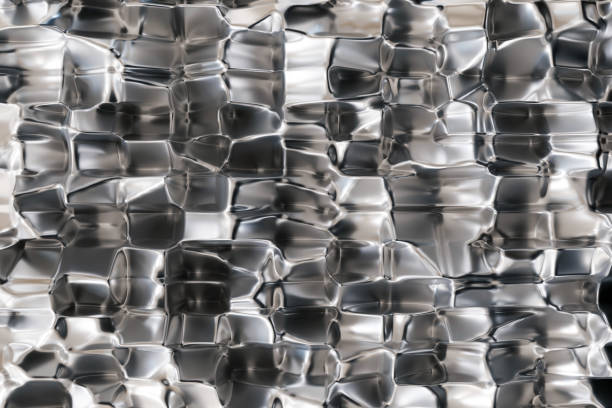 Abstract chrome background. Futuristic metallic surface. Silver. Ideal for use in high-end design projects, digital art, as striking background for promotional materials. Y2k, 2000 style. 3D render