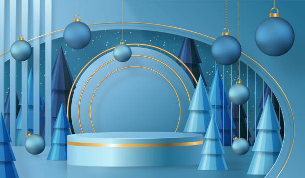 istock 3d Podium round stage style, for Merry Christmas and happy new year and festivals or greeting festival 2175818461