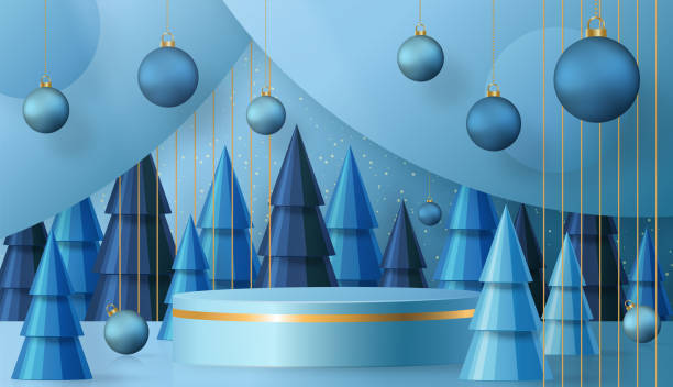istock 3d Podium round stage style, for Merry Christmas and happy new year and festivals or greeting festival 2175818503