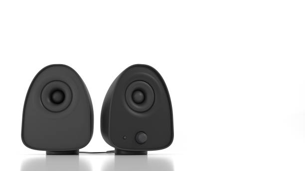 istock Set black acoustic 3d system. A new black bookshelf speaker isolated on white background. Clipping path. 2175823400